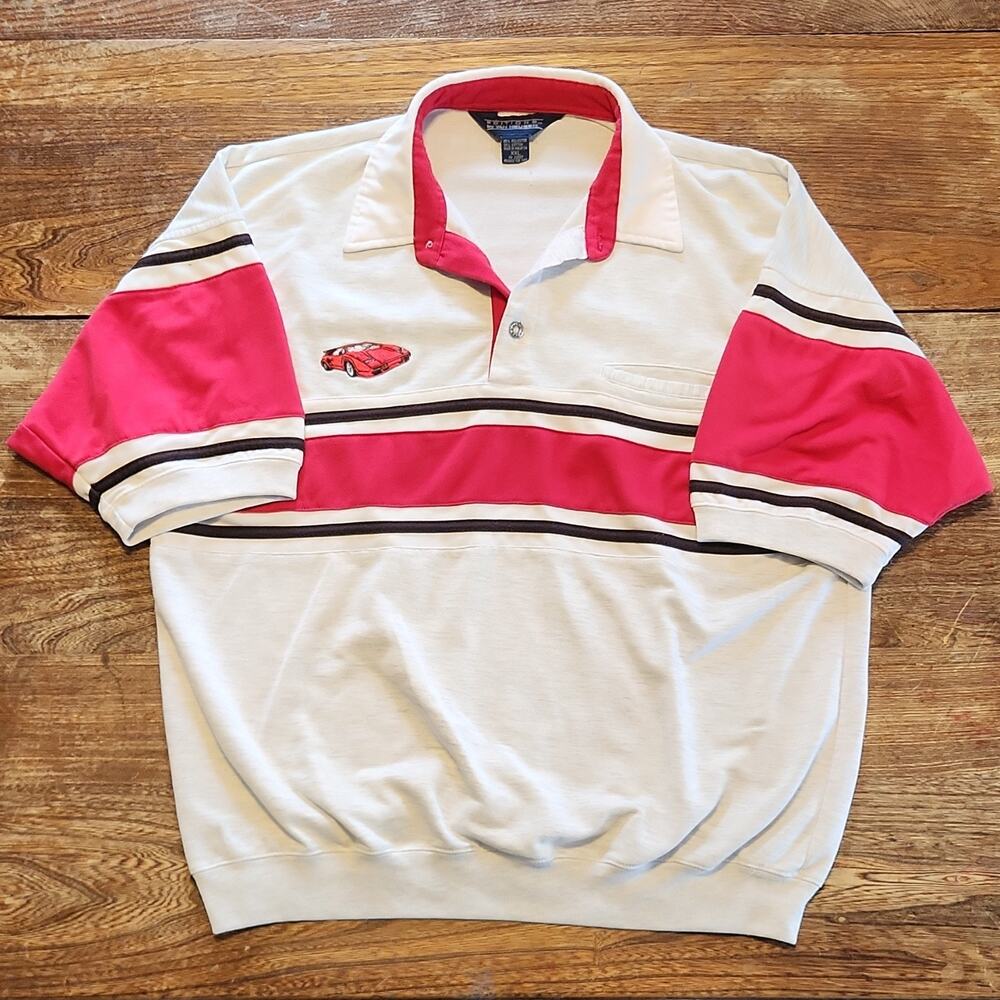 Lamborghini embroidered Polo Shirt Editions by Van Heusen XXL Striped